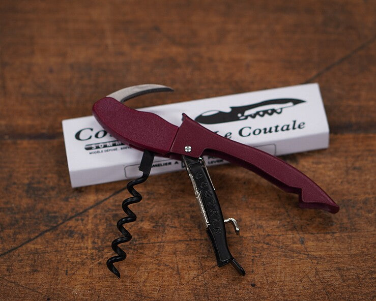 Coutale 'Le Coutale' Double Action Push Down Corkscrew. Burgundy.