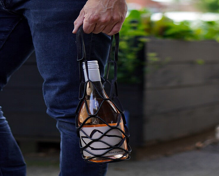 Mark Honore 'Botello' Leather Bottle Bag - Black - Handmade in Australia