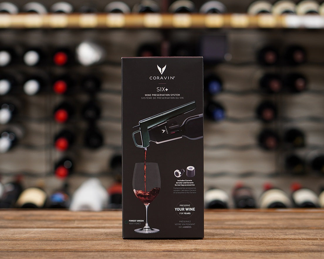 Coravin Timeless 6+ Limited Edition Forest Green. Includes 3 Pure Capsules, 6 Screw Caps, 1 Aerator & 1 Carry Case.
